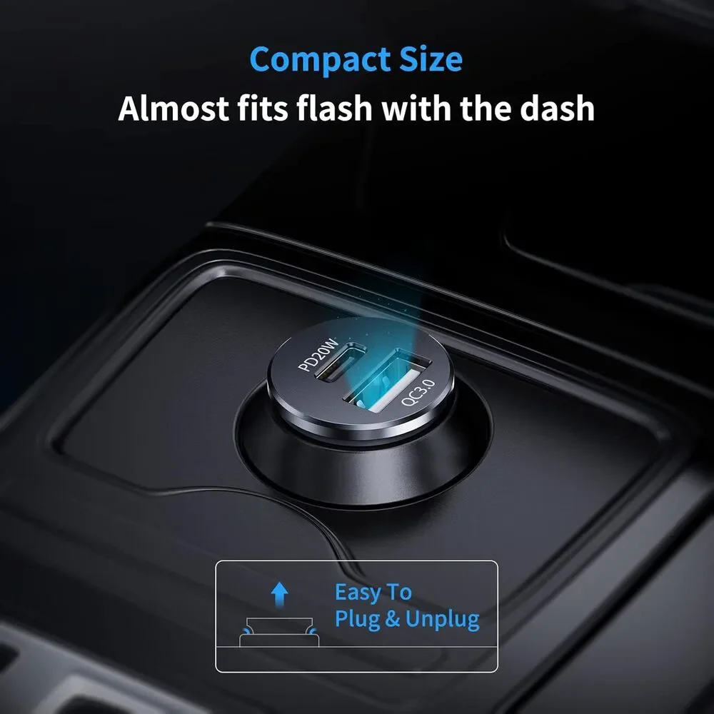 Syncwire USB-C Car Charger 38W Fast USB Car Charger PD&QC 3.0 Dual Port